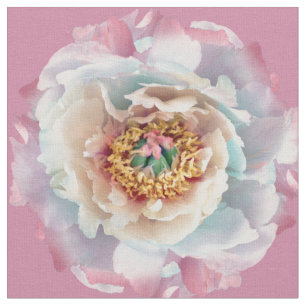 Lush White Peonies Pattern Stoff