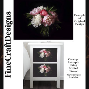 Lush White Pink Peony Floral Bouquet G9 Decoupage Seidenpapier