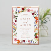 Lush Wildblumen & Rose Folieneinladung (Stehend vorne)