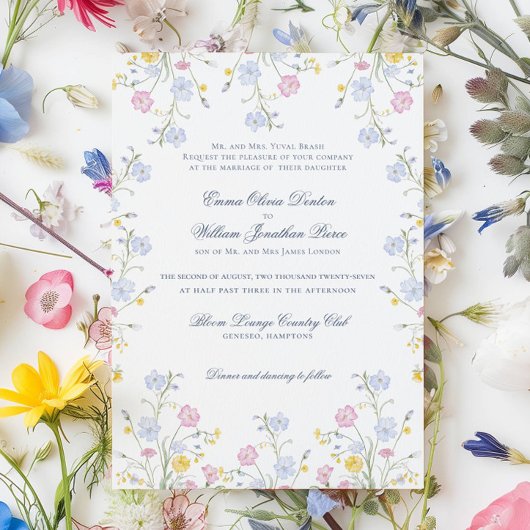 Lush Wildflower Meadow Wedding Einladung