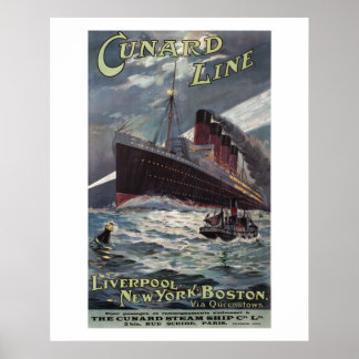 Lusitania - Dampfschiff-Poster der Vinatge Cunard  Poster