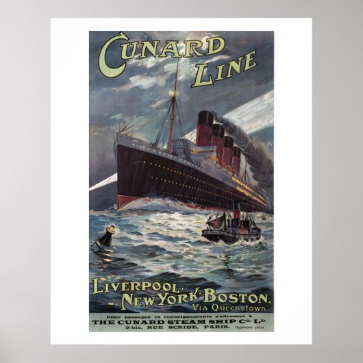 Lusitania - Dampfschiff-Poster der Vinatge Cunard Poster (Vorne)