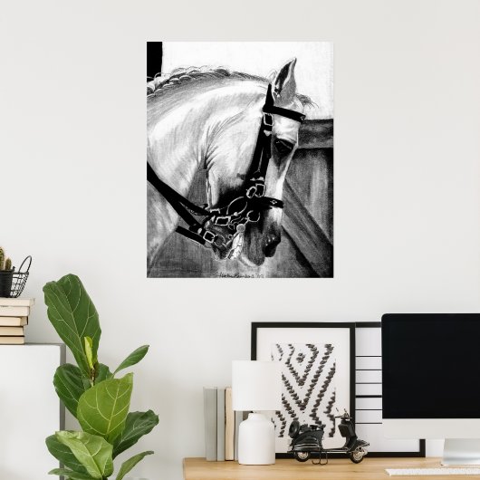 Lusitano Dressage Horse Portrait Poster (Heimbüro)