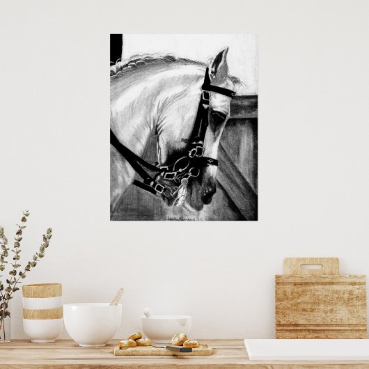 Lusitano Dressage Horse Portrait Poster (Küche)