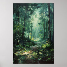 Lust Green Forest Oil Malerei Natur Poster