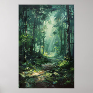 Lust Green Forest Oil Malerei Natur Poster