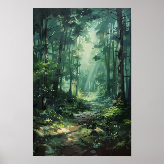 Lust Green Forest Oil Malerei Natur Poster (Vorne)