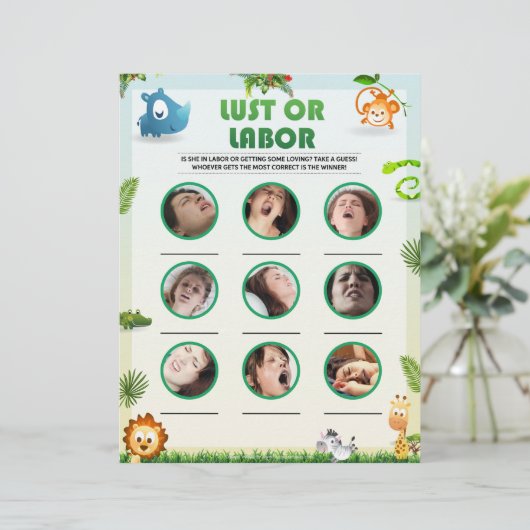 Lust- oder Labour-Baby-Duschspiel [Tierthema] Briefbogen (Stehend Vorderseite)