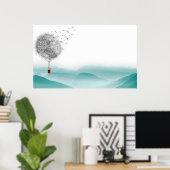 Lüster Fantasy Heißluftballonlandschaft Poster (Heimbüro)