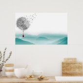 Lüster Fantasy Heißluftballonlandschaft Poster (Küche)