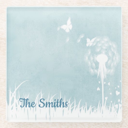 Lüster, Schmetterlinge und blaue Himmel Glasuntersetzer (Vorderseite)