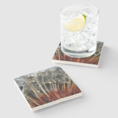 Lüster und Wassertropfen, CA Steinuntersetzer (Seitenansicht)