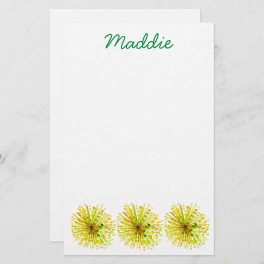 Lüstern aus gelber Wildblume, Aquarell Blume Briefpapier (Vorne/Hinten)