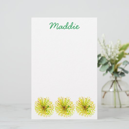 Lüstern aus gelber Wildblume, Aquarell Blume Briefpapier (Stehend Vorderseite)