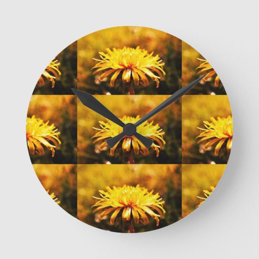 Lüsterngelbe Blume Frühlingsfrüchte Runde Wanduhr (Vorderseite)