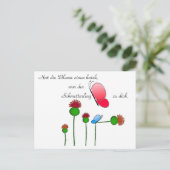 Lustger Spruch "Schmetterling" Postkarte (Stehend Vorderseite)