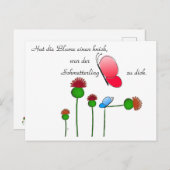 Lustger Spruch "Schmetterling" Postkarte (Vorne/Hinten)
