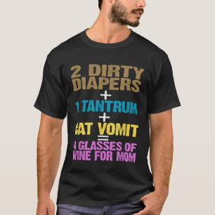 Lustig 2 Windeln 1 Wutanfall Katzenkotze 4 Gläser  T-Shirt