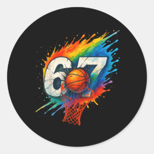 Lustig 67 Baseball Sechs Sieben 6 7 Meme 67 Runder Aufkleber