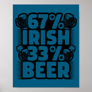 Lustig 67 Irisch 33 Bier Sechs Poster