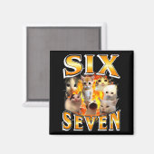 Lustig 67 Meme Six Seven Katzen Meme Lustig Bootle Magnet (Vorderseite/Rückseite)