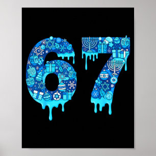 Lustig 67 Sechs Sieben 6 7 Frohes Chanukka Jüdisch Poster