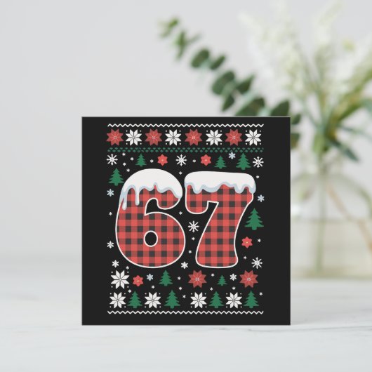 Lustig 67 Sechs Sieben Meme Cringe Weihnachten Rot (Stehend Vorderseite)