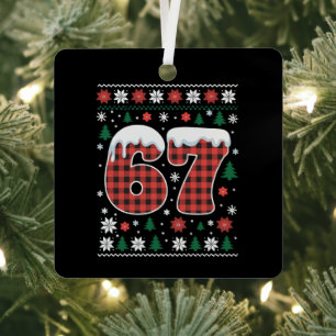 Lustig 67 Six Seven Meme Cringe Weihnachten Rot Ka Ornament Aus Metall