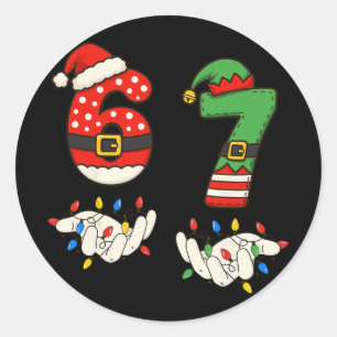 Lustig 67 Six Seven Meme Paar passend Weihnachten  Runder Aufkleber
