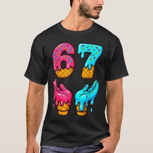 Lustig 6 7 67 Sechs Sieben Meme T-Shirt (Vorderseite)