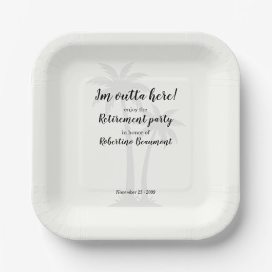 Lustig Ab Durch Die Mitte Palmen Abschiedsparty Pappteller (Vorderseite)