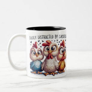 Lustig Ablenkung Durch Hühner Zweifarbige Tasse