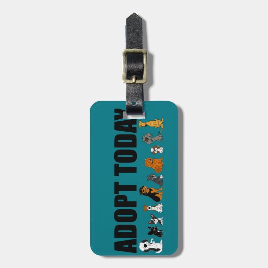 Lustig adoptieren Sie heute Gepäckanhänger (Vorderseite vertikal)