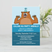 Lustig, alle Party-Tiere nennend Geburtstag Einladung (Stehend Vorderseite)