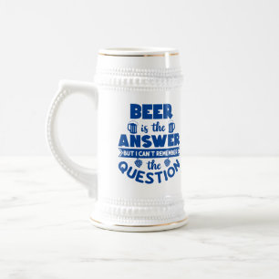 Lustig, bestellbar, "Bier ist die Antwort" Persona Bierglas