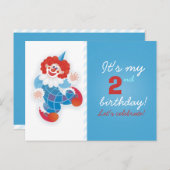 lustig-blauer Clowngeburtstag Einladungspostkarte (Vorne/Hinten)