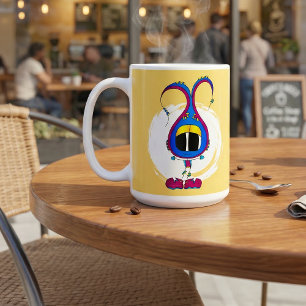 Lustig, Bunt, Eigenwillig, Cartoonfigur Kaffeetasse