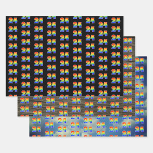 Lustig, Bunt, Regenbogenspektrum Muster 24 Ereigni Geschenkpapier Set