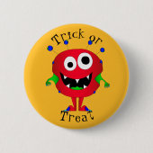 Lustig, Cartoon-Monster, Halloween "Süßes oder Sau Button (Vorderseite)