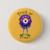 Lustig, Cartoon-Monster, Halloween "Süßes oder Sau Button (Vorderseite)