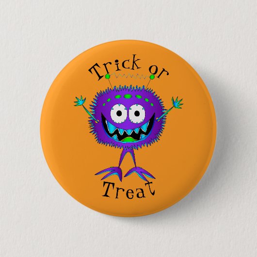 Lustig, Cartoon-Monster, Halloween "Süßes oder Sau Button (Vorderseite)