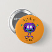 Lustig, Cartoon-Monster, Halloween "Süßes oder Sau Button (Vorne & Hinten)