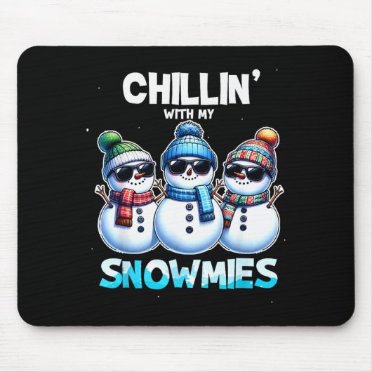 Lustig chillen mit meinen Schneemännerchen Weihnac Mousepad (Vorne)