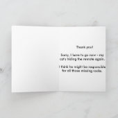 lustig Dankeschön, dass eine Katze entfernt verste Dankeskarte (Innenseite)