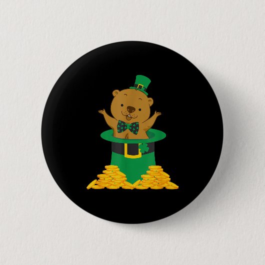 Lustig Das Murmeltier ist an St. Patrick's Day glü Button (Vorderseite)