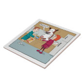 Lustig, die Kuh melkend Fliese (Seite)