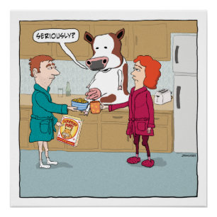 Lustig, die Kuh melkend Poster