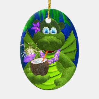 Lustig Drache-Kokosnuss-Mädchen Keramikornament