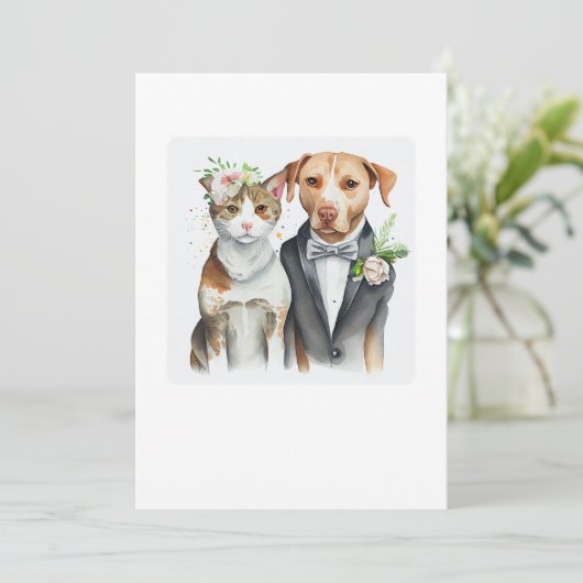 lustig ernst: Katzen- und Hundefutter, Aquarell Einladung (Stehend Vorderseite)