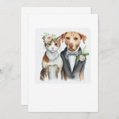 lustig ernst: Katzen- und Hundefutter, Aquarell Einladung (Vorne/Hinten)